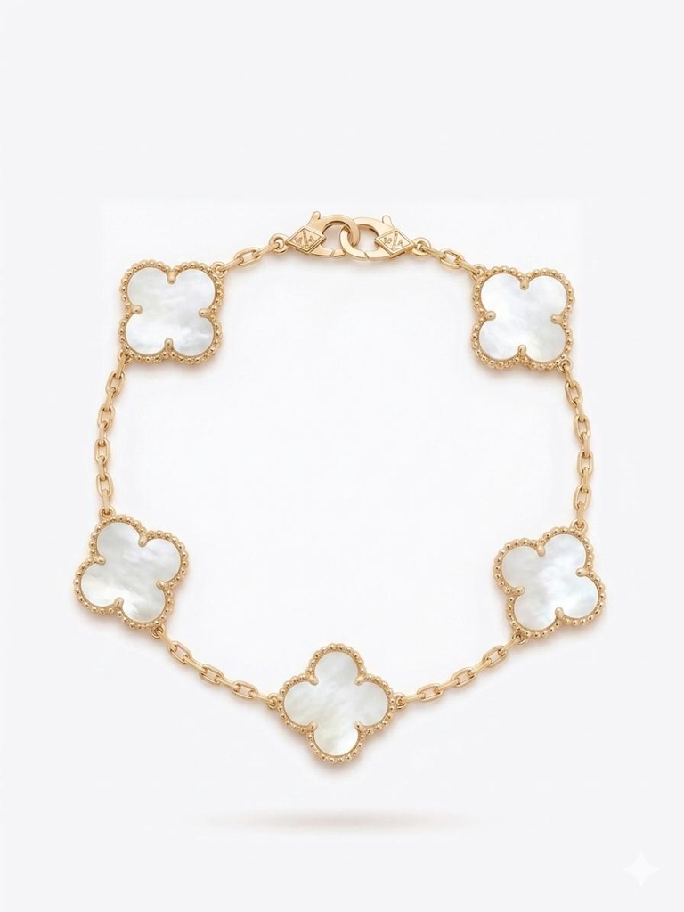 Manilla Van Cleff Blanca 5 flores Grandes