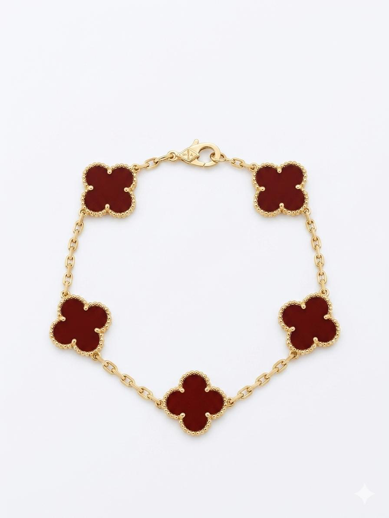 Manilla Van Cleff Roja 5 flores Grandes