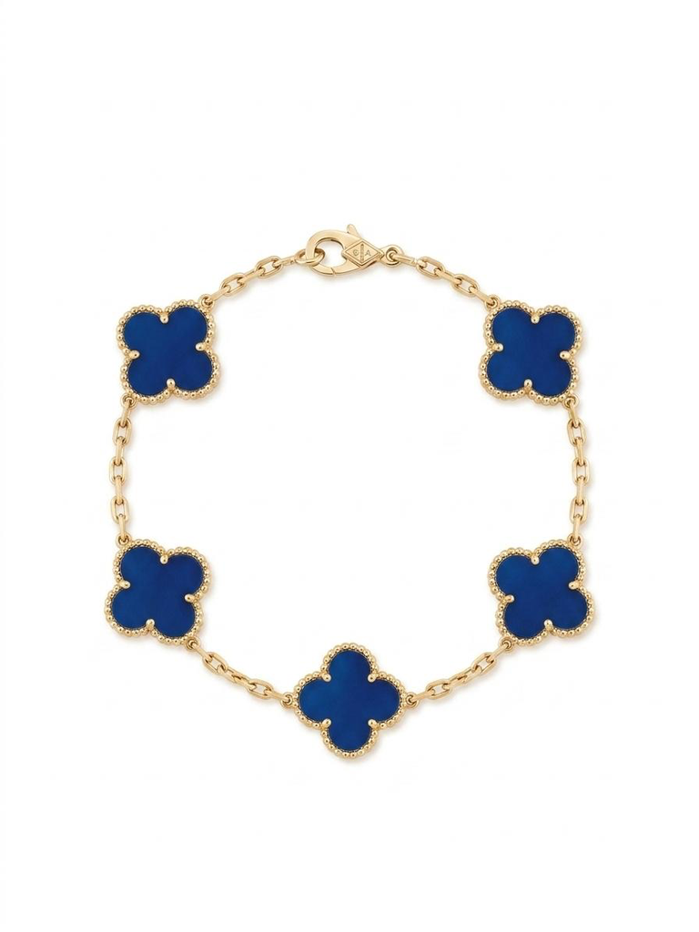 Manilla Van Cleff Azul 5 flores Grandes									