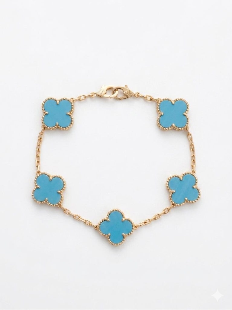 Manilla Van Cleff Azul cielo 5 flores Grandes 