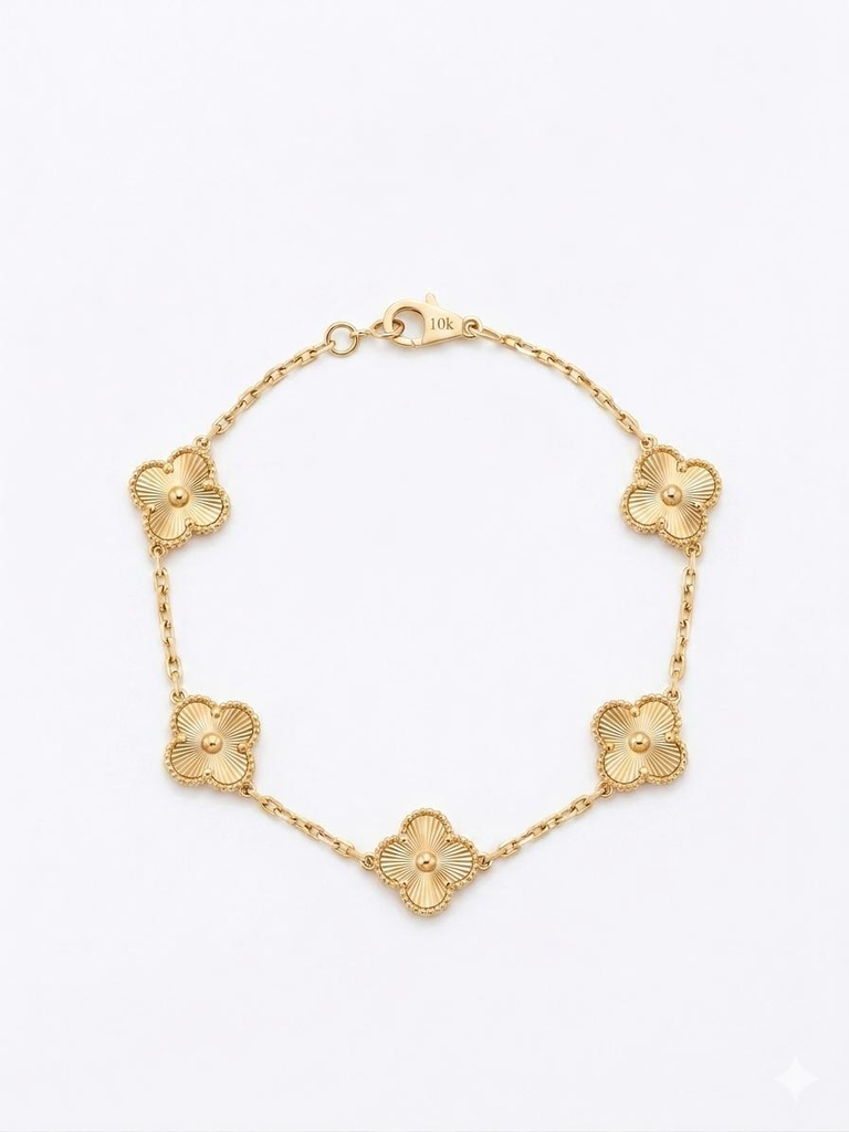 Manilla Van Cleff 5 flores pequeñas oro																		