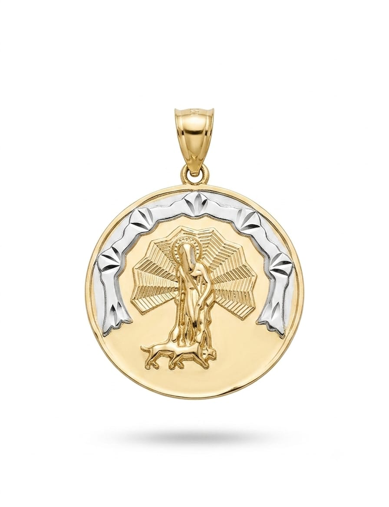 Dije San Lazaro oro blanco y amarillo																		