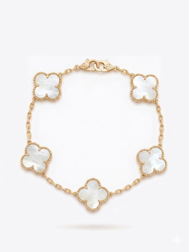 [B1077] Manilla Van Cleff Blanca 5 flores Grandes