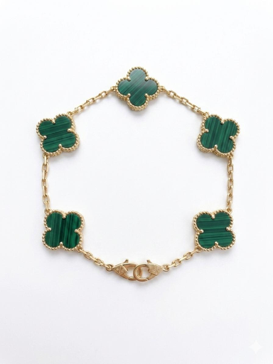 [B1079] Manilla Van Cleff Verde 5 flores Grandes
