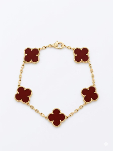 [B1151] Manilla Van Cleff Roja 5 flores Grandes 