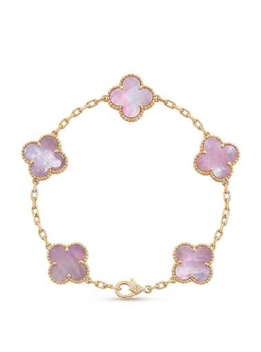 [B1153] Manilla Van Cleff Rosa Perla 5 flores Grandes																