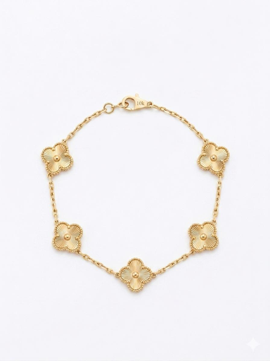 [B1160] Manilla Van Cleff 5 flores pequeñas oro																		