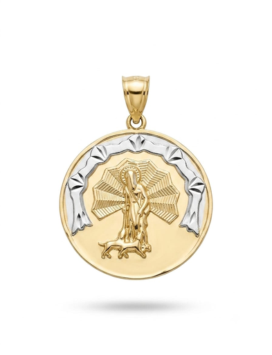 [B1174] Dije San Lazaro oro blanco y amarillo																		